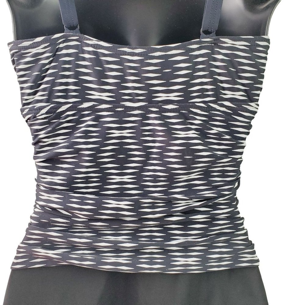 Maidenform Beach Deep V Neck Slimming Side Rouching w/ Geometric Print, Sz 10 - Picture 4 of 9